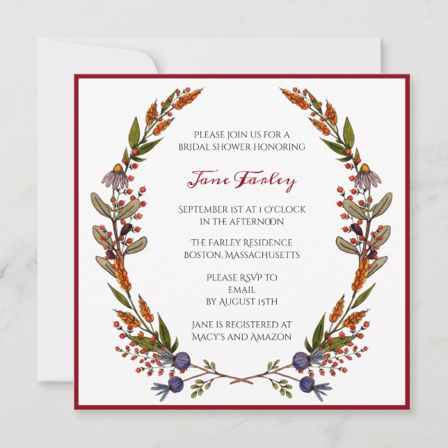 Autumn Foliage Bridal Shower Invitation (Front)
