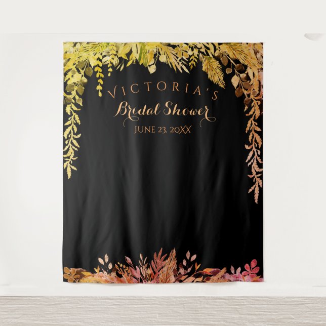 Autumn Foliage Bridal Shower Photo Booth Backdrop Tapestry (Front)