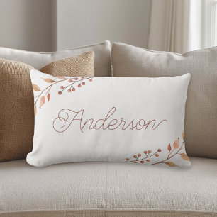 Autumn Foliage Custom Family Name Lumbar Cushion