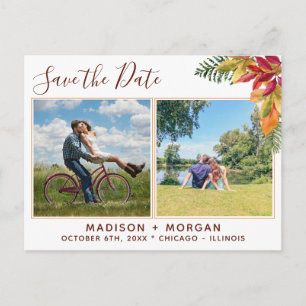 Autumn foliage Custom Photos Save the Date Announcement Postcard