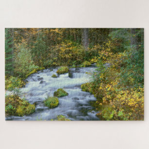 Autumn foliage & Douglas Fir Border Roaring River Jigsaw Puzzle