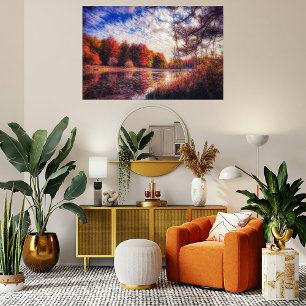 Autumn Foliage New York Lake Photography  Poster