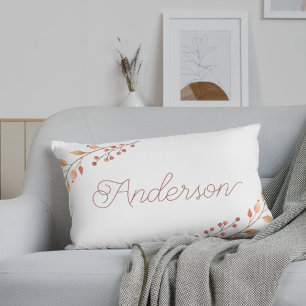 Autumn Foliage Personalised Family Name Lumbar Cushion