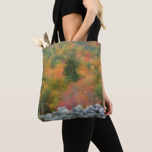Autumn Foliage Stone Wall Nature Art Tote Bag