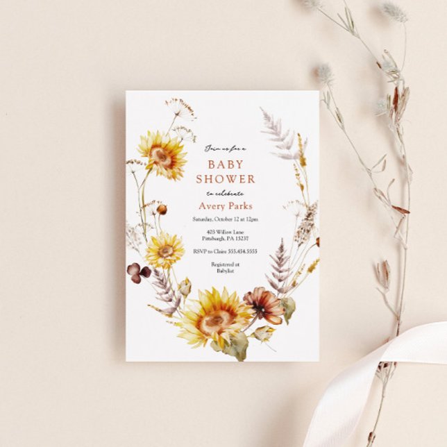 Autumn Foliage Sunflower Baby Shower  Invitation (Creator Uploaded)