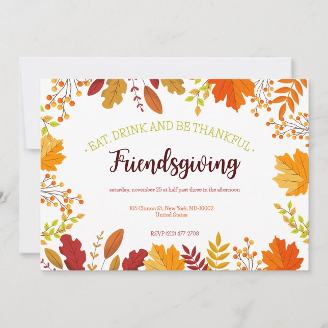 Autumn Foliage Thanksgiving Feast Invitation (Front)