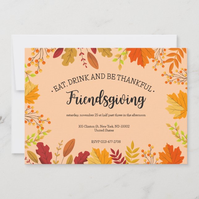 Autumn Foliage Thanksgiving Feast Invitation (Front)