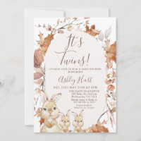 Autumn Foliage Twins Bunny Kittens Baby Shower