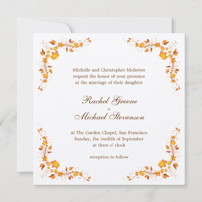 Autumn Foliage Wedding Invitation Card (Front)