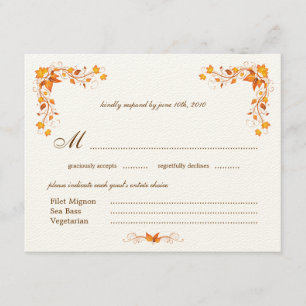 Autumn Foliage Wedding RSVP Card with Envelope