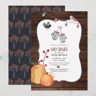 Autumn Folk Art Baby Shower Invitation Rustic