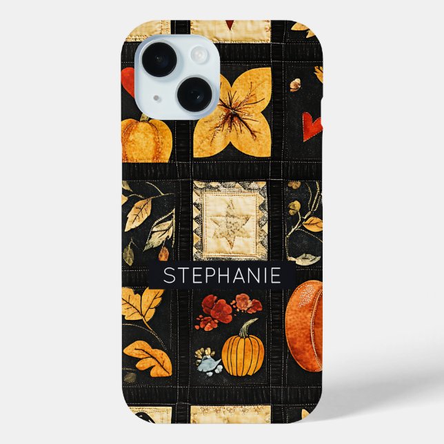 Autumn Folk Art Quilt Pattern | Rustic Patchwork Case-Mate iPhone Case (Back)