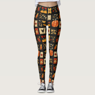 Autumn Folk Art Quilt Pattern   Rustic Patchwork Leggings