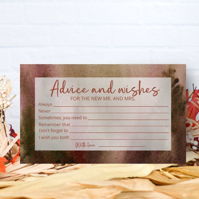 Autumn Forest Advice and Wishes Bridal Shower Enclosure Card (Creator Uploaded)