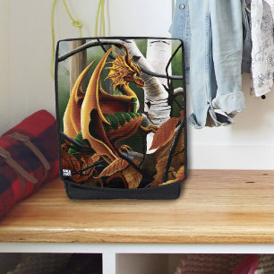 Autumn Forest Amber Dragon Birch Trees Fantasy Backpack