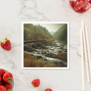 Autumn Forest and River Landscape Napkin