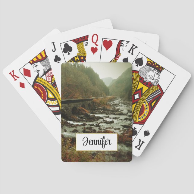 Autumn Forest and River Landscape Playing Cards (Back)