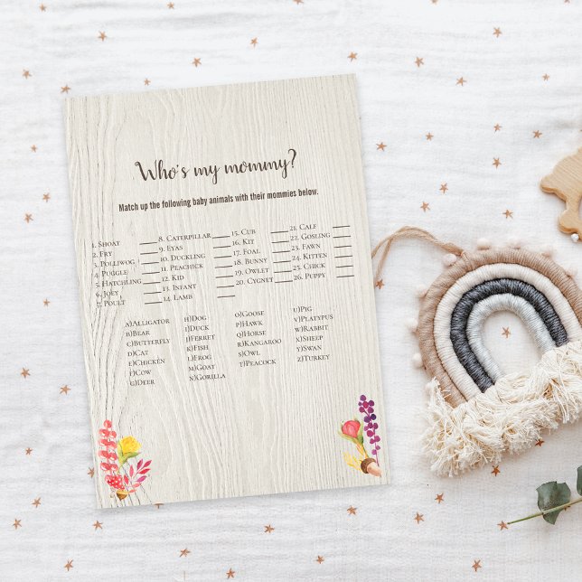 Autumn Forest Animal Who's My Mummy Shower Game Invitation (Creator Uploaded)