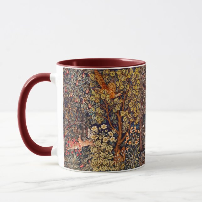 AUTUMN FOREST ANIMALS Hares,Pheasant,Brown Floral  Mug (Left)