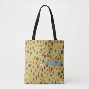 Autumn Forest Animals Vintage Wallpaper Tote Bag