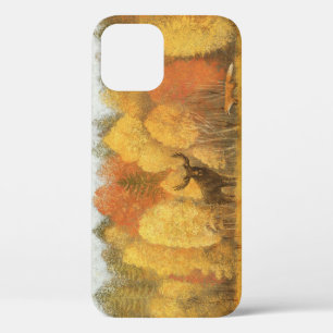 Autumn forest, digital deer and fox. iPhone 12 case
