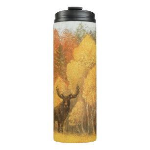 Autumn forest, digital deer and fox. thermal tumbler