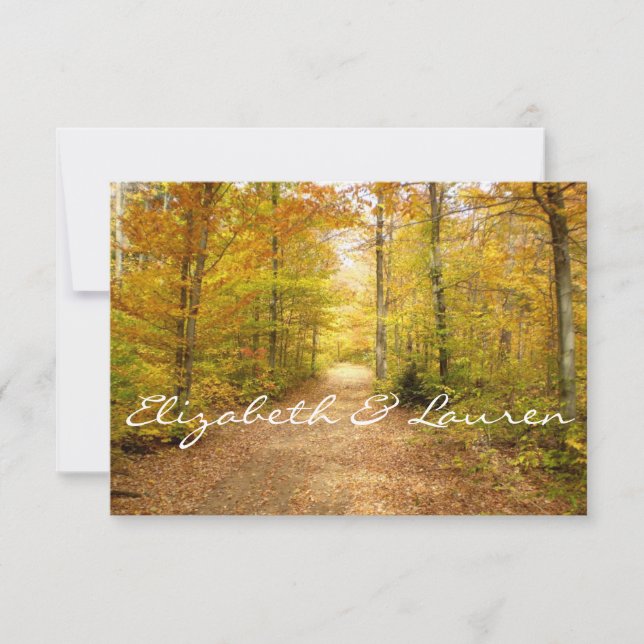 Autumn Forest,  Fall Wedding, Custom RSVP (Front)