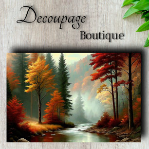 Autumn Forest Glow Dramatic Fall River Decoupage Tissue Paper