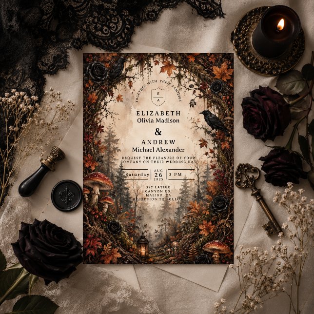Autumn Forest Goth Wedding Invitation (Creator Uploaded)