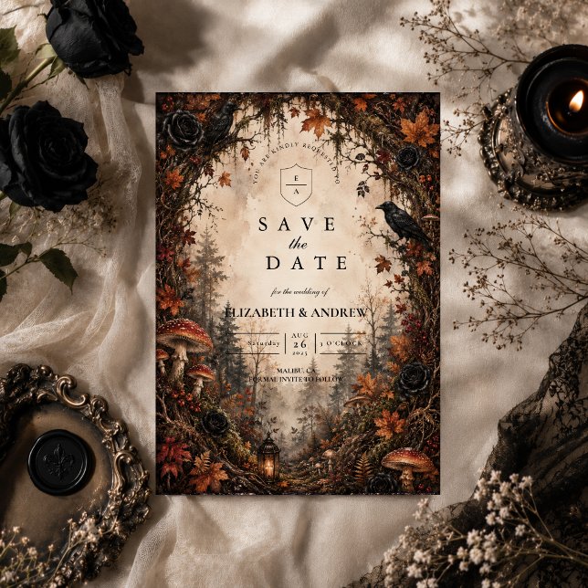 Autumn Forest Goth Wedding Save The Date (Creator Uploaded)