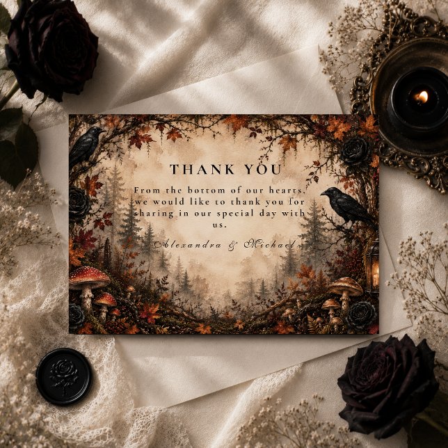 Autumn Forest Goth Wedding Thank You Card (Creator Uploaded)