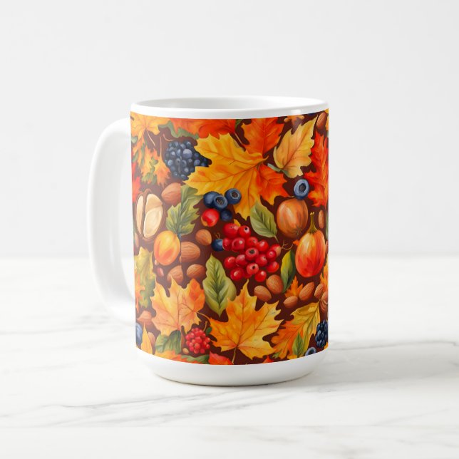 Autumn Forest Harvest Thanksgiving Coffee Mug (Front Left)