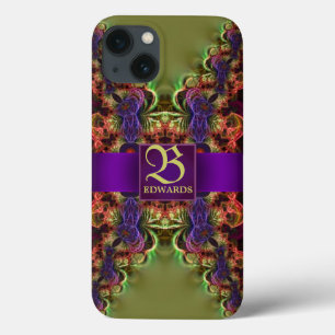 Autumn Forest Lace Fractal Art Green Purple iPhone 13 Case