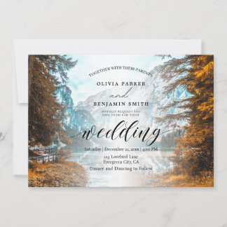Autumn Forest Mountain Fall Wedding Invitation