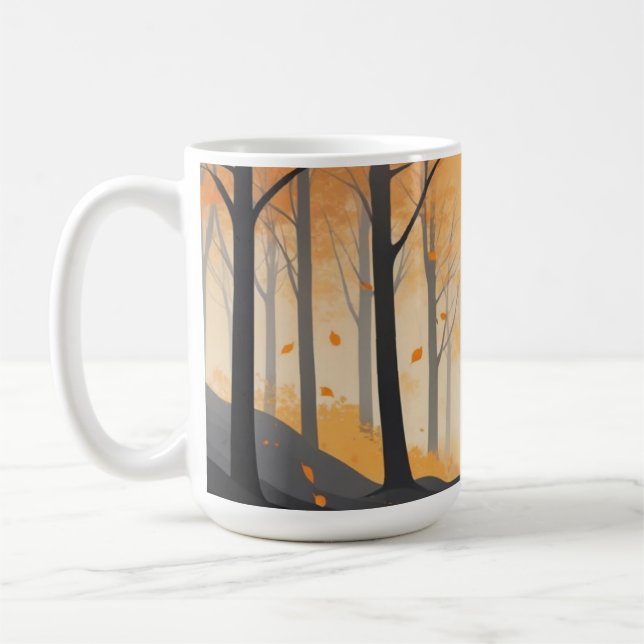 Autumn Forest Mug – Cosy Fall Coffee Cup with Wood (Left)
