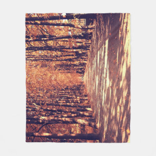Autumn Forest Path: Tranquil Landscape Journey Fleece Blanket