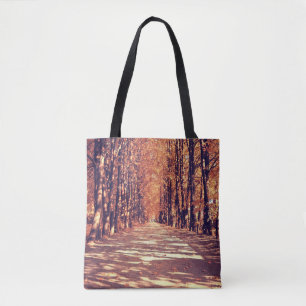 Autumn Forest Path: Tranquil Landscape Journey Tote Bag