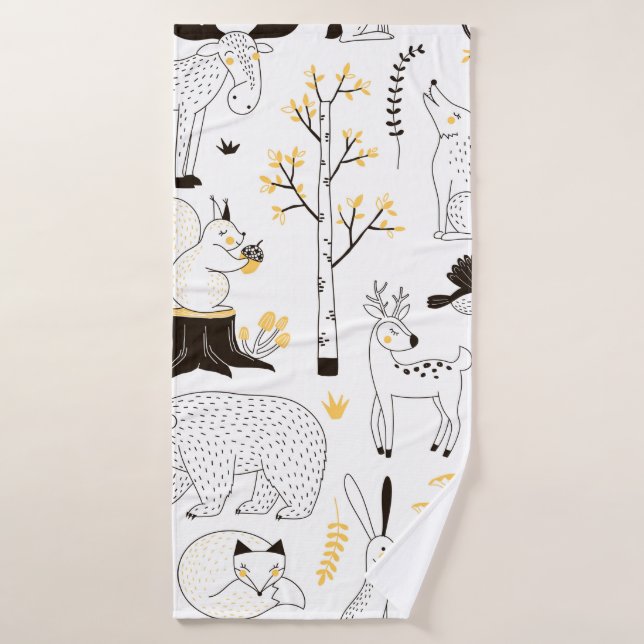 autumn forest pattern bath towel (Bath Towel)