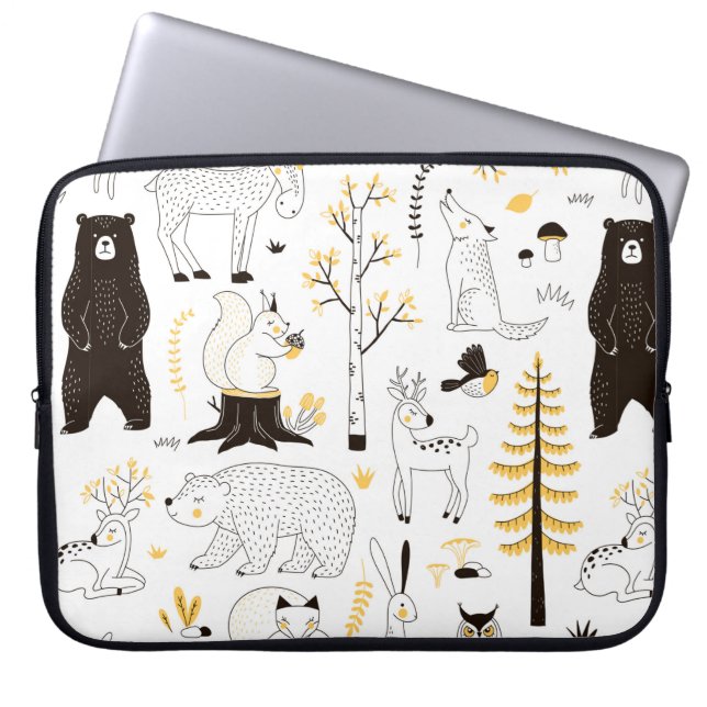 autumn forest pattern laptop sleeve (Front)