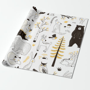 autumn forest pattern wrapping paper