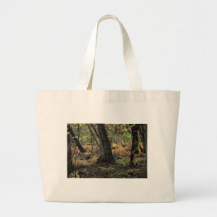 Autumn forest scene large tote bag