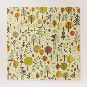 Autumn Forest: Seamless Graphic Pattern. Jigsaw Puzzle