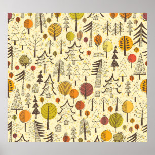 Autumn Forest: Seamless Graphic Pattern. Poster
