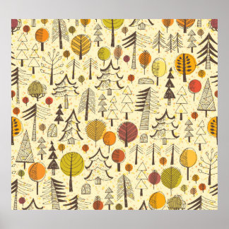 Autumn Forest: Seamless Graphic Pattern. Poster