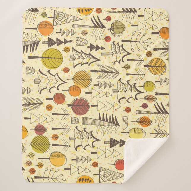 Autumn Forest: Seamless Graphic Pattern. Sherpa Blanket (Front)