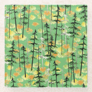 Autumn Forest: Seamless Natural Beauty Glass Coaster
