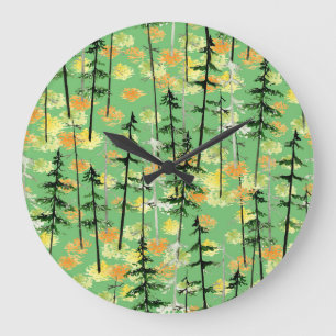 Autumn Forest: Seamless Natural Beauty Large Clock