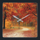 Autumn Forest Square Wall Clock<br><div class="desc">Autumn Forest- This serene landscape picture of autumn leaves is sure to put a smile on your face.

autumn,  woods,  woodland,  forest,  trees,  fall,  case,  landscape,  nature</div>