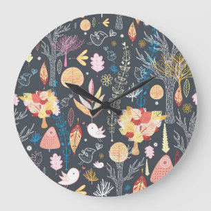 Autumn Forest: Textured Seasonal Beauty. Large Clock