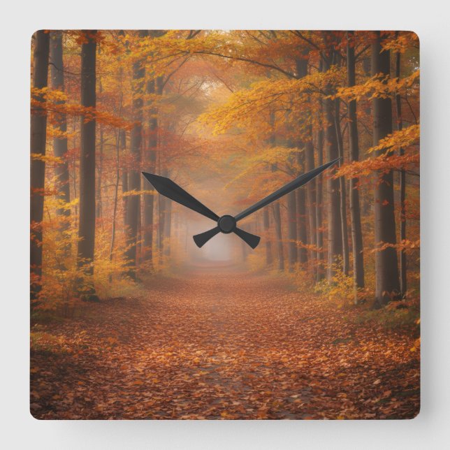 Autumn Forest Wall Clock – Cosy Nature Design (Front)